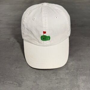 Adams Needlepoint Golf Hat Youth Kid White Embroidered Leather Strapback Dad Cap